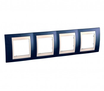 MGU6.008.542 Рамка Unica Хамелеон индиго / Бежевый 4-постовая Schneider Electric фото