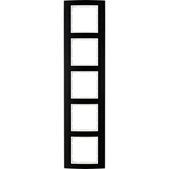 10153025 Рамка B.3 Черный / Полярная белизна 5-постовая вертикальная Berker фото