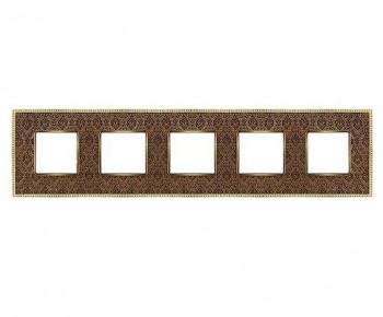 FD01445DBOB Рамка Belle Epoque Tapestry Decorbrass / Bright gold 5-постовая гор/верт. Fede фото