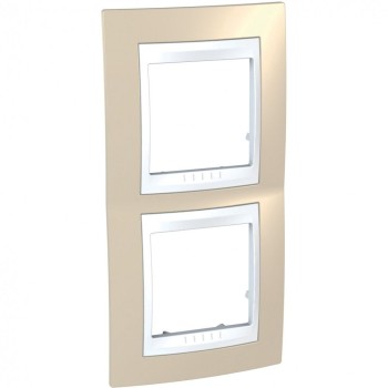 MGU6.004V.867 Рамка Unica Хамелеон песчаный / Белый 2-постовая вертикальная Schneider Electric фото