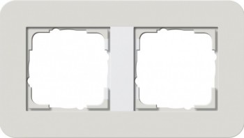 0212411 Рамка с белой подложкой E3 Светло-серый / Белый 2-постовая Gira фото
