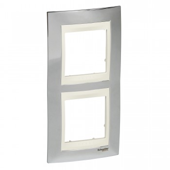 MGU66.004V.510 Рамка Unica Хамелеон Серебро / Бежевый 2-постовая вертикальная Schneider Electric фото