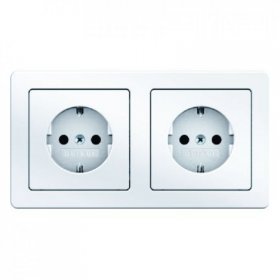 

47206089 Штепсельная розетка SCHUKO, 2-местная с рамкой цвет: полярная белизна, с эффектом бархата, Q.1 Berker, Q.7 47206089