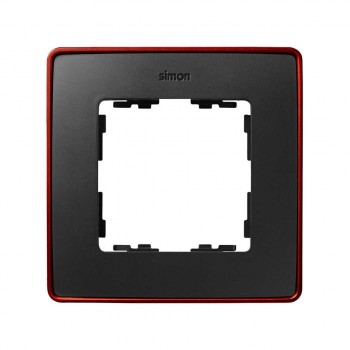 8201610-252 Рамка декоративная, 1 пост, Select, Simon 82 Detail, графит-красный металлик фото