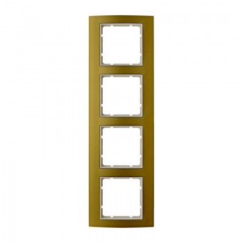 10153046 Рамка B.3 Золото / Полярная белизна 5-постовая вертикальная Berker фото