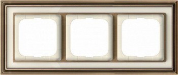 1723-848-500 Рамка Dynasty Латунь античная белое стекло 3-постовая ABB фото