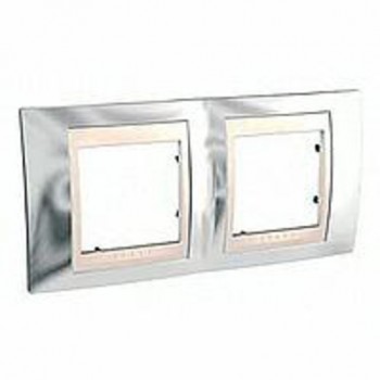 MGU66.004.510 Рамка Unica Хамелеон Серебро / Бежевый 2-постовая Schneider Electric фото