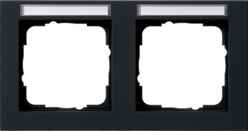 109209 Рамка установочная с полем для надписи E2 Черный матовый 2-постовая Gira фото