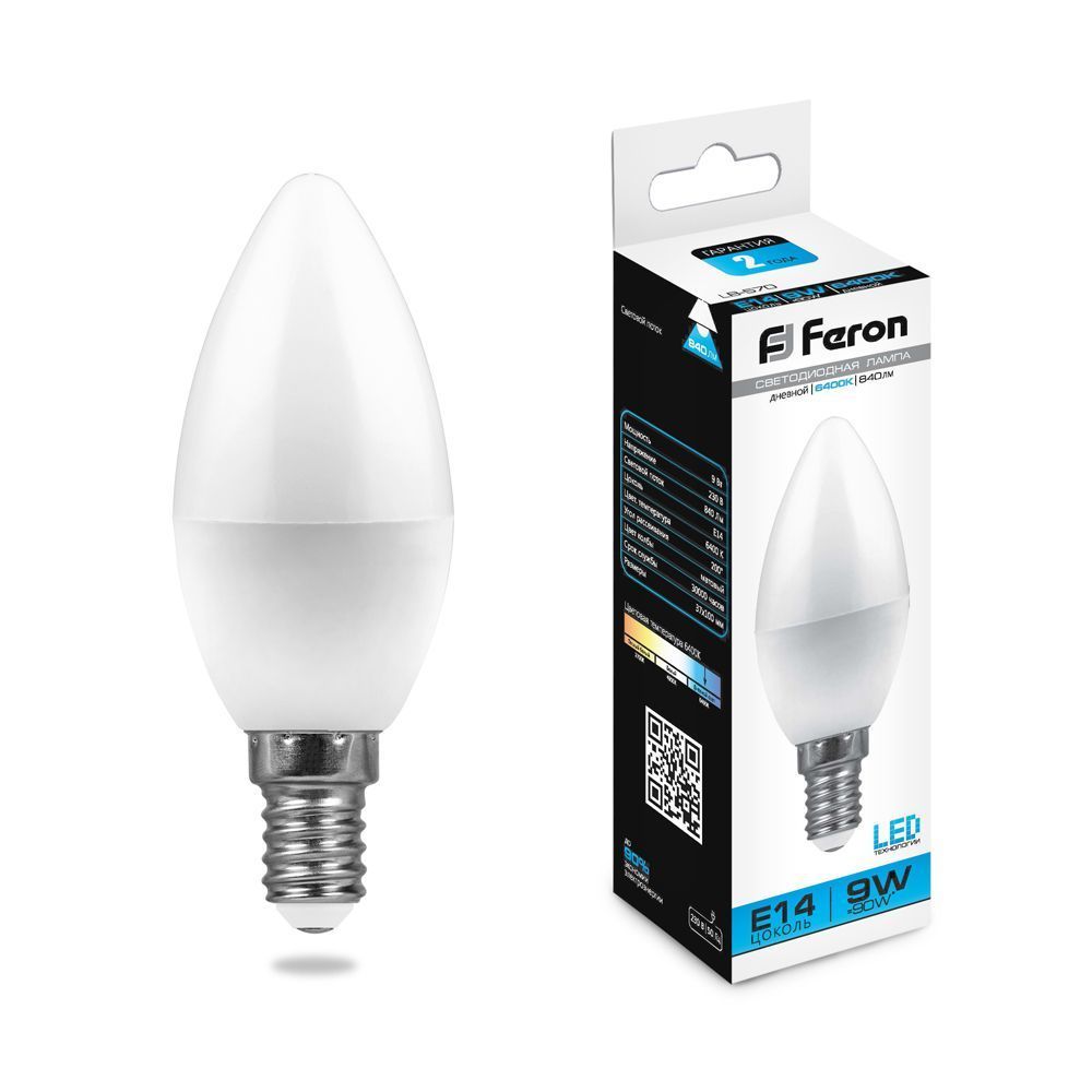 

Светодиодная лампа 230V E14 6400K Feron 25800, Белый, 25800
