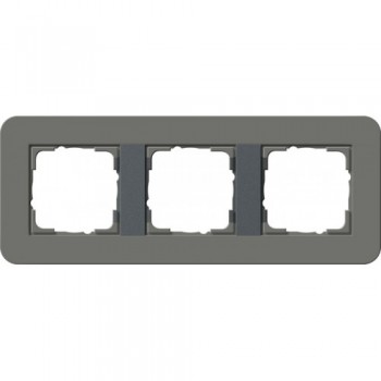 0213423 Рамка с антрацитовой подложкой E3 Темно-серый / Антрацит 3-постовая Gira фото