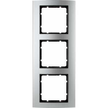 10133004 Рамка B.3 Алюминий / Антрацитовый 3-постовая вертикальная Berker фото