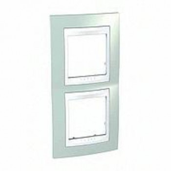 MGU6.004V.870 Рамка Unica Хамелеон морская волна / Белый 2-постовая вертикальная Schneider Electric фото