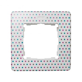 8200610-210 Рамка декоративная, 1 пост, Simon 82 Detail Original, цветной горошек-белый фото