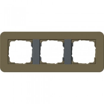 0213426 Рамка с антрацитовой подложкой E3 Умбра / Антрацит 3-постовая Gira фото