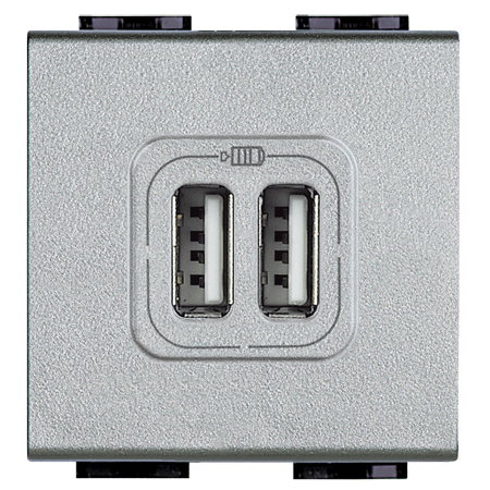 

NT4285C2 LivingLight разъем д/зарядки 2хUSB алю Bticino, LivingLight Air NT4285C2