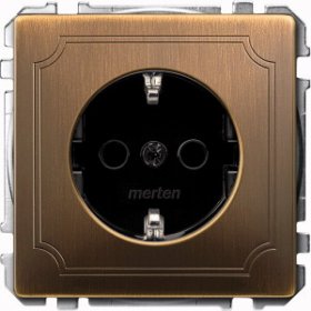 

MTN2300-4143 Механизм розетки с заземлением со шторками , античная латунь Merten, Artec MTN2300-4143