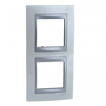 Рамка 2-постовая вертикальная, нордик/алюминий Schneider Electric Unica Top MGU66.004V.092 фото