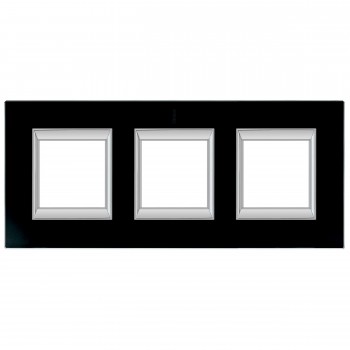 HA4802/3VNN Рамка Axolute Квадрат Черное стекло 2+2+2 модуля вертикальная Bticino фото