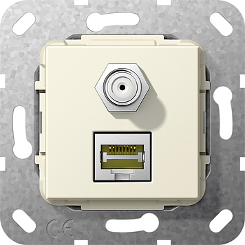 

569701 Разъем MJ RJ45 Cat 6A 10 GB, SAT F Кремовый Кремовый Gira, Standard 55 569701