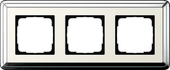 0213643 Рамка Classix Хром / Кремовый 3-постовая Gira фото