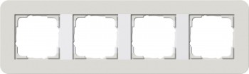 0214411 Рамка с белой подложкой E3 Светло-серый / Белый 4-постовая Gira фото