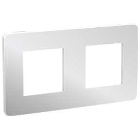 NU280455 Рамка Unica Studio Metal Хром / Белый 2-постовая Schneider Electric фото