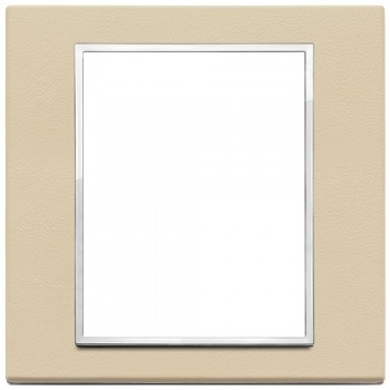 21668.21 Рамка Eikon Evo Кремовая натуральная кожа 8 модулей Vimar фото