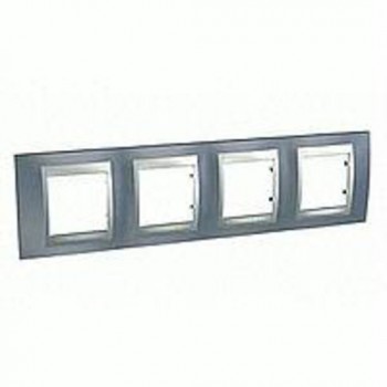 Рамка 4-постовая, грей/алюминий Schneider Electric Unica Top MGU66.008.097 фото