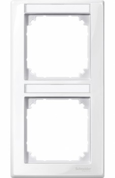 MTN470219 Рамка с полем для надписи M-Smart Полярный белый 2-постовая вертикальная Merten фото