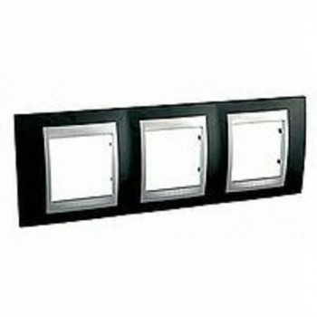 Рамка 3-постовая, родий/алюминий Schneider Electric Unica Top MGU66.006.093 фото