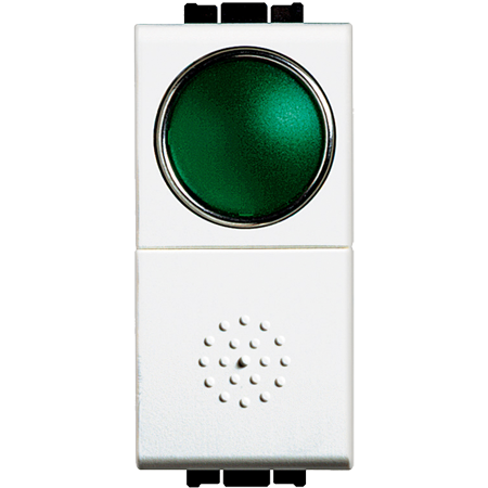 

N4038V Кнопка 10А, 1P-NО + индикатор с зелёным рассеивателем Bticino, LivingLight Air N4038V