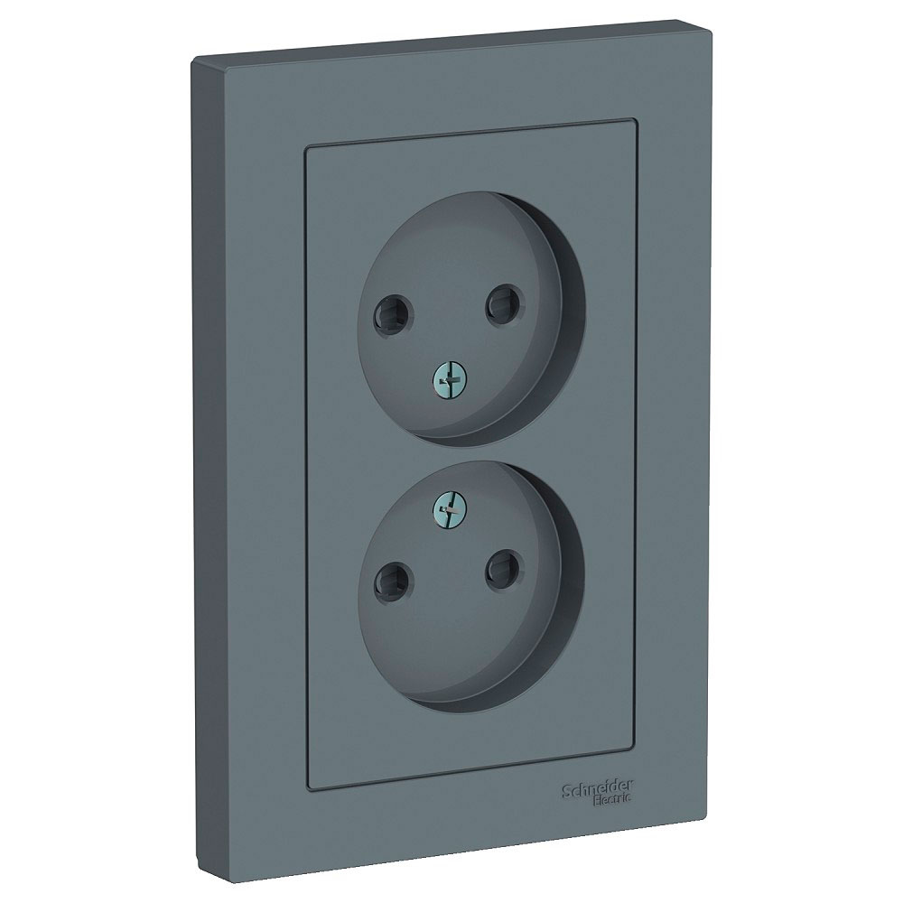 

ATN000720 Atlasdesign Розетка двойная без заземления,16А, в сборе, Грифель Schneider Electric, Atlasdesign ATN000720