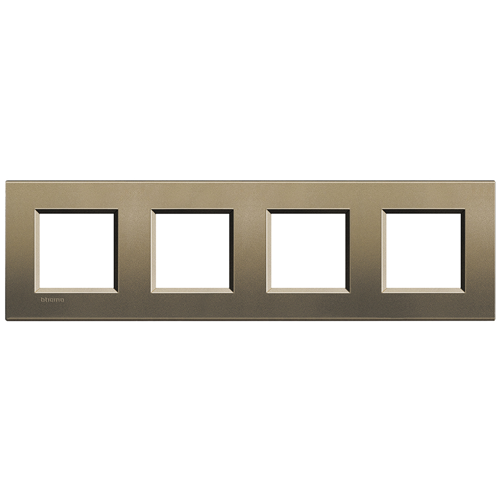 

LNA4802M4SQ Рамка LivingLight Квадрат Коричневый шелк 2+2+2+2 модуля Bticino, LivingLight Квадрат LNA4802M4SQ