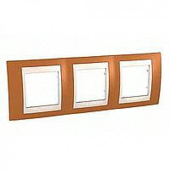 MGU6.006.569 Рамка Unica Хамелеон оранжевыйевый / Бежевый 3-постовая Schneider Electric фото