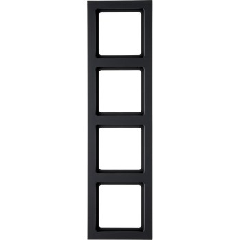 10146096 Рамка Q.3 Антрацит с эффектом бархата 4-постовая вертикальная Berker фото