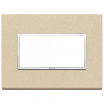 21654.21 Рамка Eikon Evo Кремовая натуральная кожа 4 модуля Vimar фото