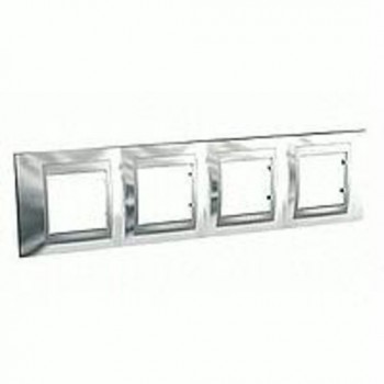 Рамка 4-постовая, хром/алюминий Schneider Electric Unica Top MGU66.008.010 фото