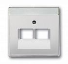 1710-0-3764 (1803-02-866), Плата центральная (накладка) для 2-постовой телекоммуникационной розетки 0214, 0215, 0217, 0218, с полем для надписи, серия pur/стал, ABB