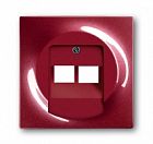 1753-0-0129 (1803-02-777), Плата центральная (накладка) для 2-постовой телекоммуникационной розетки 0214, 0215, 0217, 0218, с полем для надписи, серия impuls, цвет бордо/ежевика, ABB