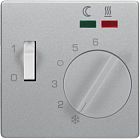 16726084 Центральная панель с регулирующей кнопкой, клавишей и линзами, Q.1/Q.3, цвет: алюминий, с эффектом бархата Berker