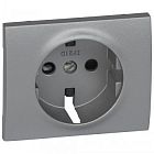 771321 Galea Life Лицевая панель розетки 2к+З с защитными шторками, алюминий Legrand