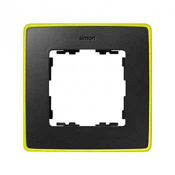 8201610-262 Рамка декоративная, 1 пост, Select, Simon 82 Detail Neon, графит-жёлтый фото