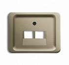 1710-0-3321 (1803-02-260), Плата центральная (накладка) для 2-постовой телекоммуникационной розетки 0214, 0215, 0217, 0218, с полем для надписи, серия alpha exclusive, цвет палладий, ABB