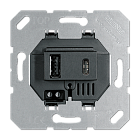 USB15CASW Чёрная USB зарядное устройство с 1 гнездо USB типа A и 1 гнездо USB типа C Jung