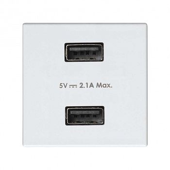 2701096-030 Зарядное устройство USB, 5В, 2.1А + Накладка, Simon 27, белый фото