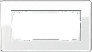 1002512 Рамка без перегородки Esprit Glass C Белое стекло 2-постовая Gira фото