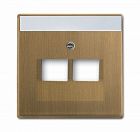 1710-0-4083 (1803-02-840-500), Плата центральная (накладка) для 2-постовой телекоммуникационной розетки 0214, 0215, 0217, 0218, с полем для надписи, серия Династия Латунь античная, ABB