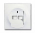 1753-0-0192 (1803-02-774), Плата центральная (накладка) для 2-постовой телекоммуникационной розетки 0214, 0215, 0217, 0218, с полем для надписи, серия impuls, цвет белый бархат, ABB