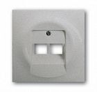 1753-0-0084 (1803-02-783), Плата центральная (накладка) для 2-постовой телекоммуникационной розетки 0214, 0215, 0217, 0218, с полем для надписи, серия impuls, цвет серебристый металлик, ABB