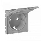 754842 Valena LIFE. Лицевая панель розетки 2К+З с крышкой. Алюминий Legrand